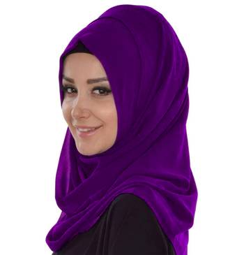 Purple embroidered georgette islamic-kaftans with hijab 3