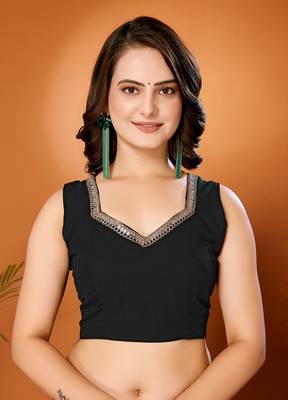Black color pure georgette saree with blouse piece 4