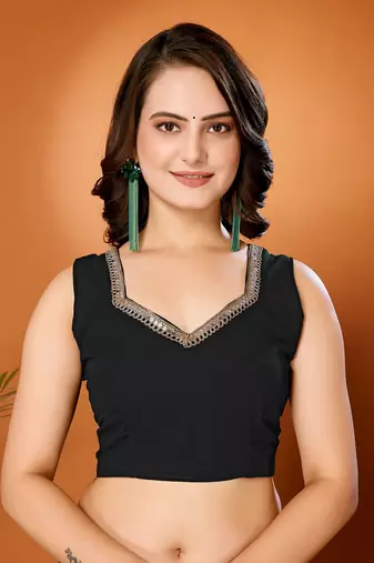 Black color pure georgette saree with blouse piece
