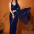 Navy blue color pure georgette saree with blouse piece