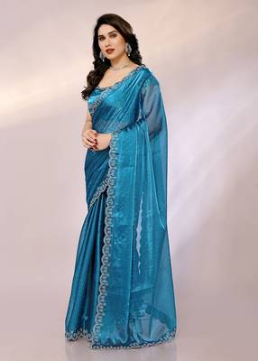   embellished bollywood chiffon saree with blouse piece 2