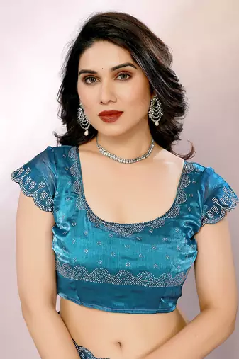   embellished bollywood chiffon saree with blouse piece