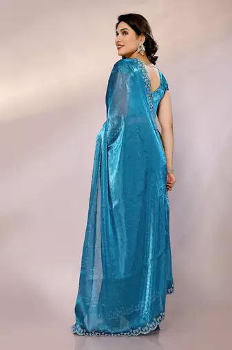   embellished bollywood chiffon saree with blouse piece