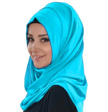 Cyan color Full Sleeves Handmade Moroccan Kaftan with hijab 3
