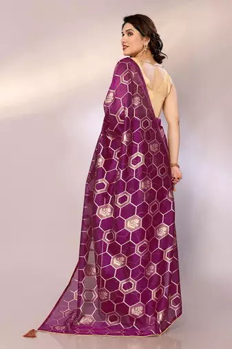 Self design, paisley, woven kanjivaram pure silk, organza saree with blouse piece