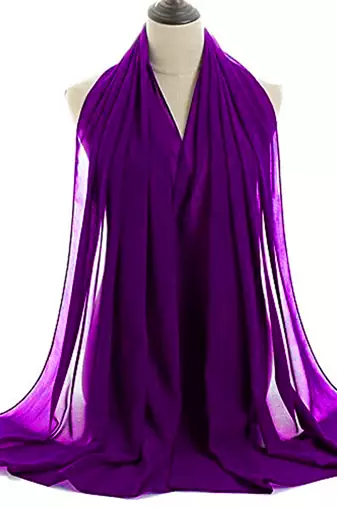 Purple embroidered georgette Islamic kaftans with hijab