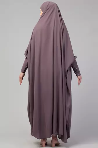 Janab E Aala Long Cuff Jilbab One-Piece Full Sleeve Plum color