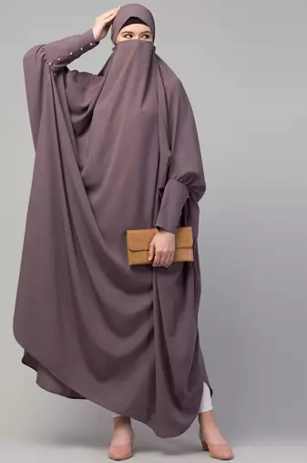 Janab E Aala Long Cuff Jilbab One-Piece Full Sleeve Plum color