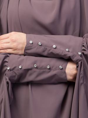 Janab E Aala Long Cuff Jilbab One-Piece Full Sleeve Plum color 4