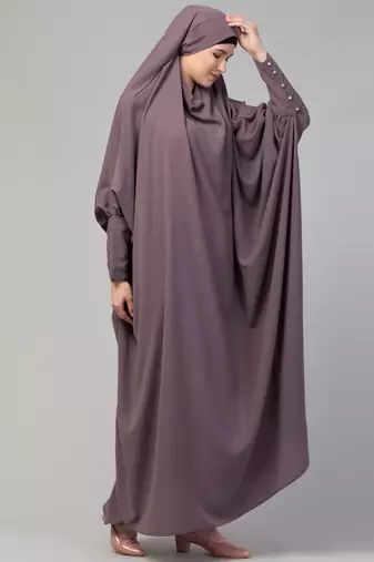 Janab E Aala Long Cuff Jilbab One-Piece Full Sleeve Plum color