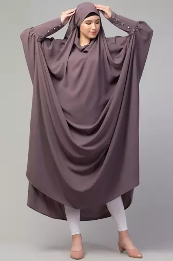 Janab E Aala Long Cuff Jilbab One-Piece Full Sleeve Plum color