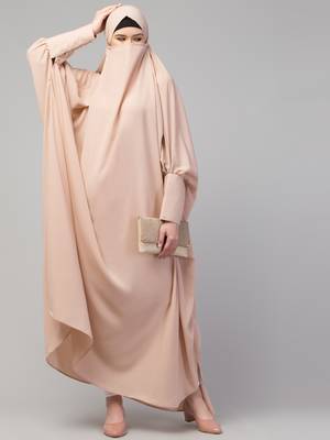 Nazneen Head to toe long cuff ready to wear one pc Jilbab with Naqab/Prayer hijab for umrah and hajj 2