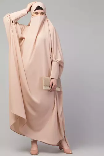 Nazneen Head to toe long cuff ready to wear one pc Jilbab with Naqab/Prayer hijab for umrah and hajj