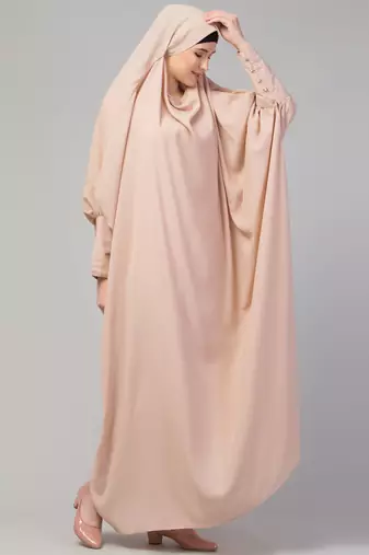 Nazneen Head to toe long cuff ready to wear one pc Jilbab with Naqab/Prayer hijab for umrah and hajj