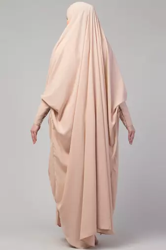 Nazneen Head to toe long cuff ready to wear one pc Jilbab with Naqab/Prayer hijab for umrah and hajj