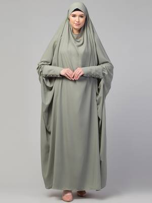 janab e aala one-piece nida jilbab with long cuff in sea green 1