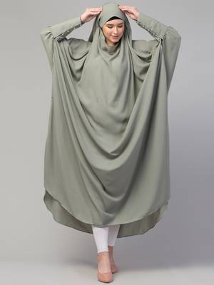 janab e aala one-piece nida jilbab with long cuff in sea green 2