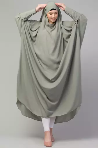 janab e aala one-piece nida jilbab with long cuff in sea green
