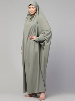 janab e aala one-piece nida jilbab with long cuff in sea green 3