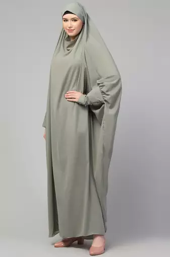 janab e aala one-piece nida jilbab with long cuff in sea green