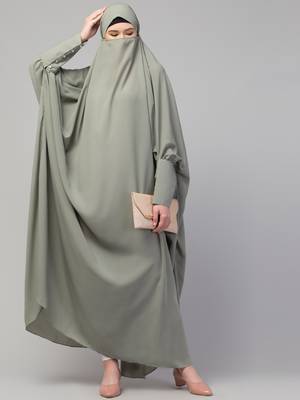janab e aala one-piece nida jilbab with long cuff in sea green 5