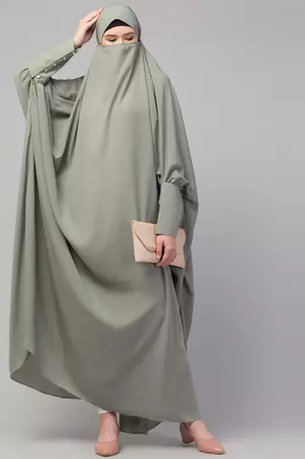 janab e aala one-piece nida jilbab with long cuff in sea green