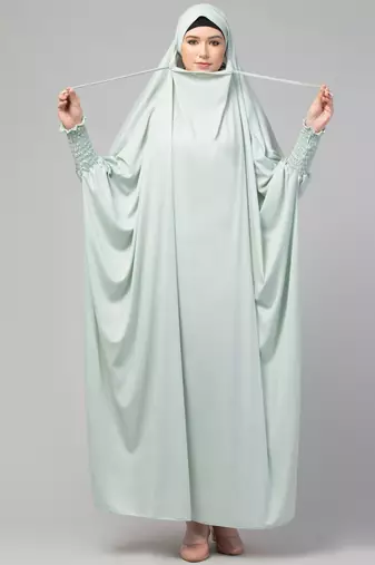 Smoking Sleeve Tie at Back Ready To Wear Instant Full Size knits JiIbab/Naqab Hijab for namaaz hajj and umrah