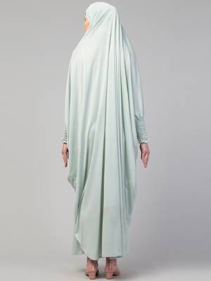 Smoking Sleeve Tie at Back Ready To Wear Instant Full Size knits JiIbab/Naqab Hijab for namaaz hajj and umrah 4