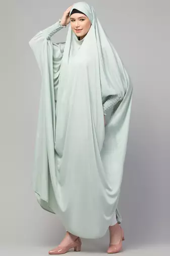Smoking Sleeve Tie at Back Ready To Wear Instant Full Size knits JiIbab/Naqab Hijab for namaaz hajj and umrah