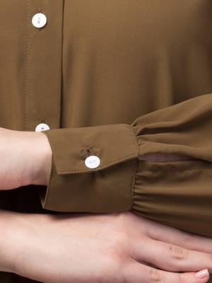 Front open Band Colar & cuff Daily wear casual Abaya Gold brown  6