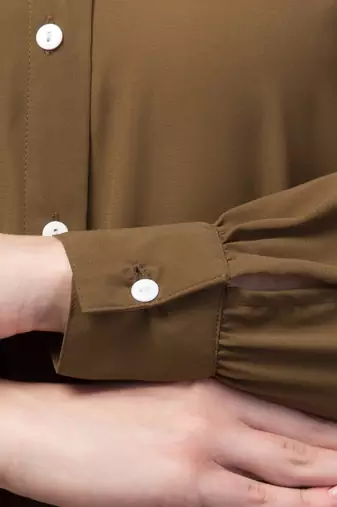 Front open Band Colar & cuff Daily wear casual Abaya Gold brown 