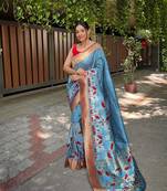 Banarasi Paithani silk blend With Patola Border Saree&Blouse