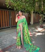 Banarasi Paithani silk blend With Patola Border Saree&Blouse