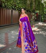 Banarasi Paithani silk blend With Patola Border Saree&Blouse