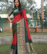  Bandhej With Kanjivaram Border With Zari Weaving Minakari Rich Pallu Saree 