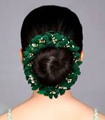 Green color rose flower gajra for women hair pin