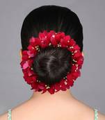 Rani color rose flower gajra for women hair pin