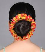 Orange color rose flower gajra for women hair pin