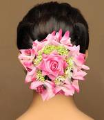 Pink color rose flower hair juda//bun