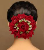 Maroon color rose flower hair juda//bun