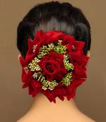 Maroon color rose flower hair juda//bun