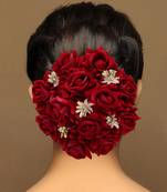 Maroon color rose flower hair juda//bun