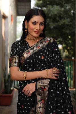 Dola Soft Silk Paithani With Bandhej Sarees  1