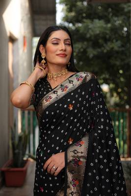 Dola Soft Silk Paithani With Bandhej Sarees  5