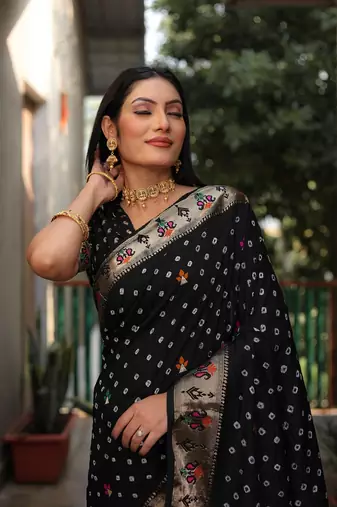 Dola Soft Silk Paithani With Bandhej Sarees 