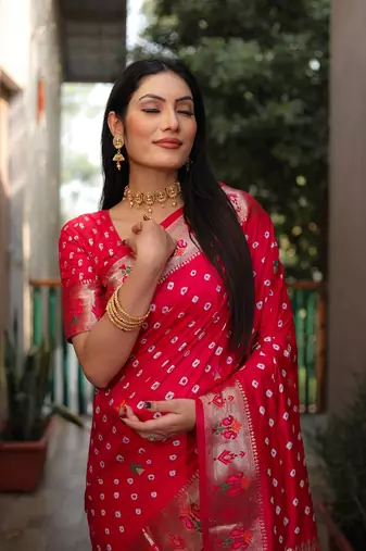 Dola Soft Silk Paithani With Bandhej Sarees 