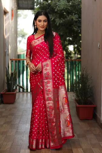 Dola Soft Silk Paithani With Bandhej Sarees 