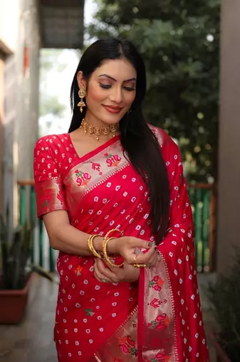 Dola Soft Silk Paithani With Bandhej Sarees 