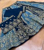 Classic Blue Embroidered Lehenga Choli for Graceful Wedding Looks

