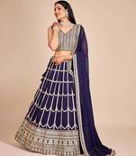 Elegant Purple Georgette Lehenga Choli with Intricate Thread & Sequin Work   Perfect for Weddings